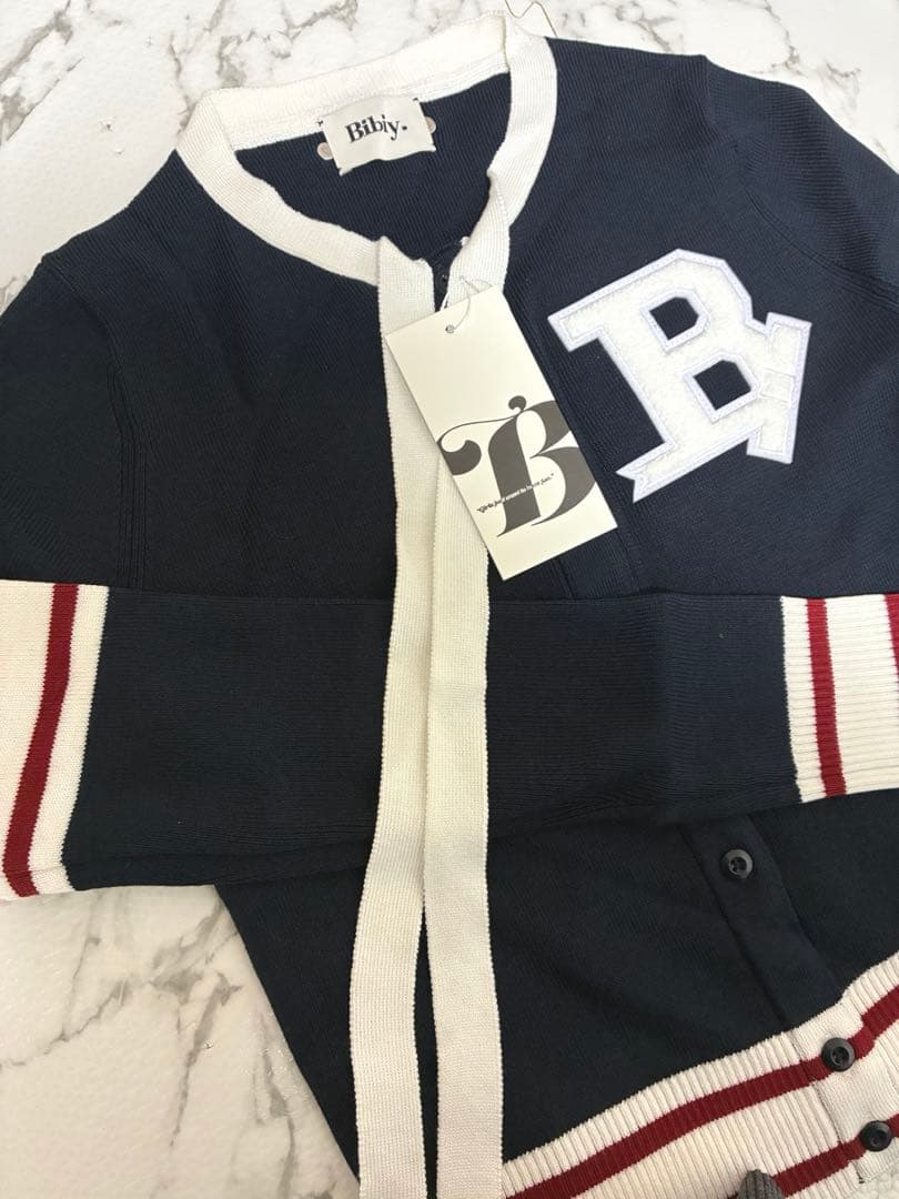 タイカーディガン B. CLUB TIE CARDIGAN bibiy ネイビー