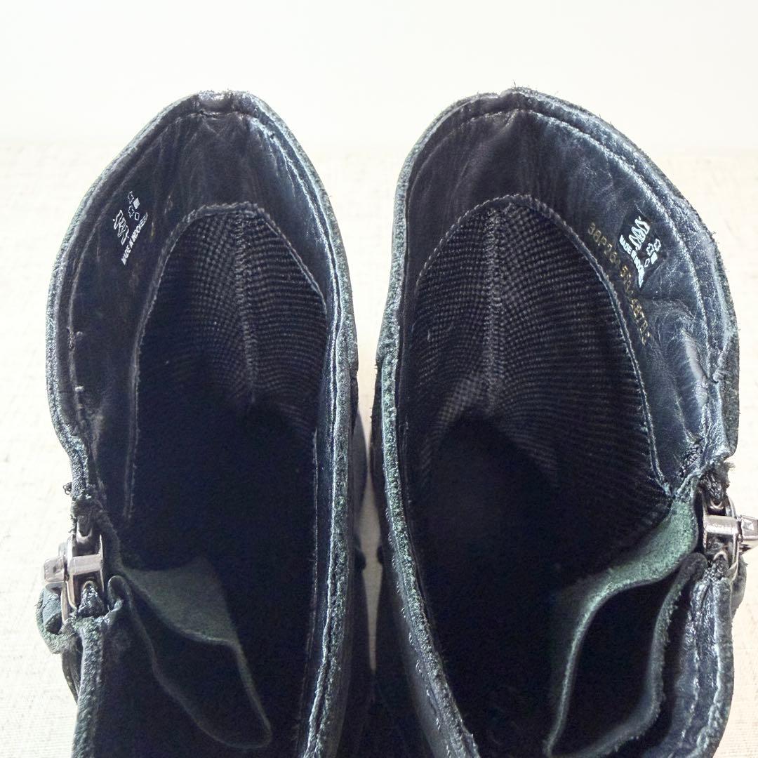 極美品★ECCO エコー ショートブーツ クロコ サイドジップ 24.5cm