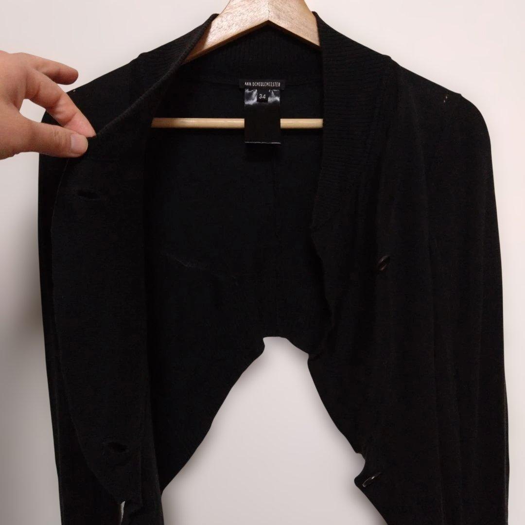 ANN Demeulemeester ブラック カーディガン 34