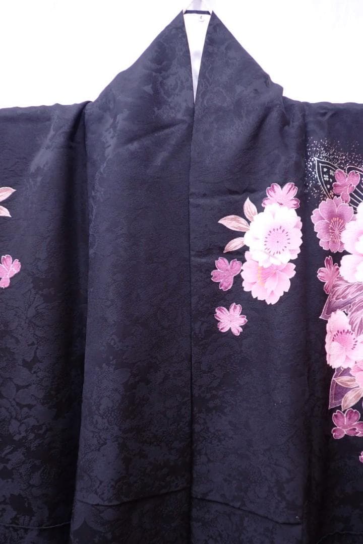 Ai　極美品 正絹 振袖 袋帯 2点セット 桜に牡丹 透き通るような繊細さ