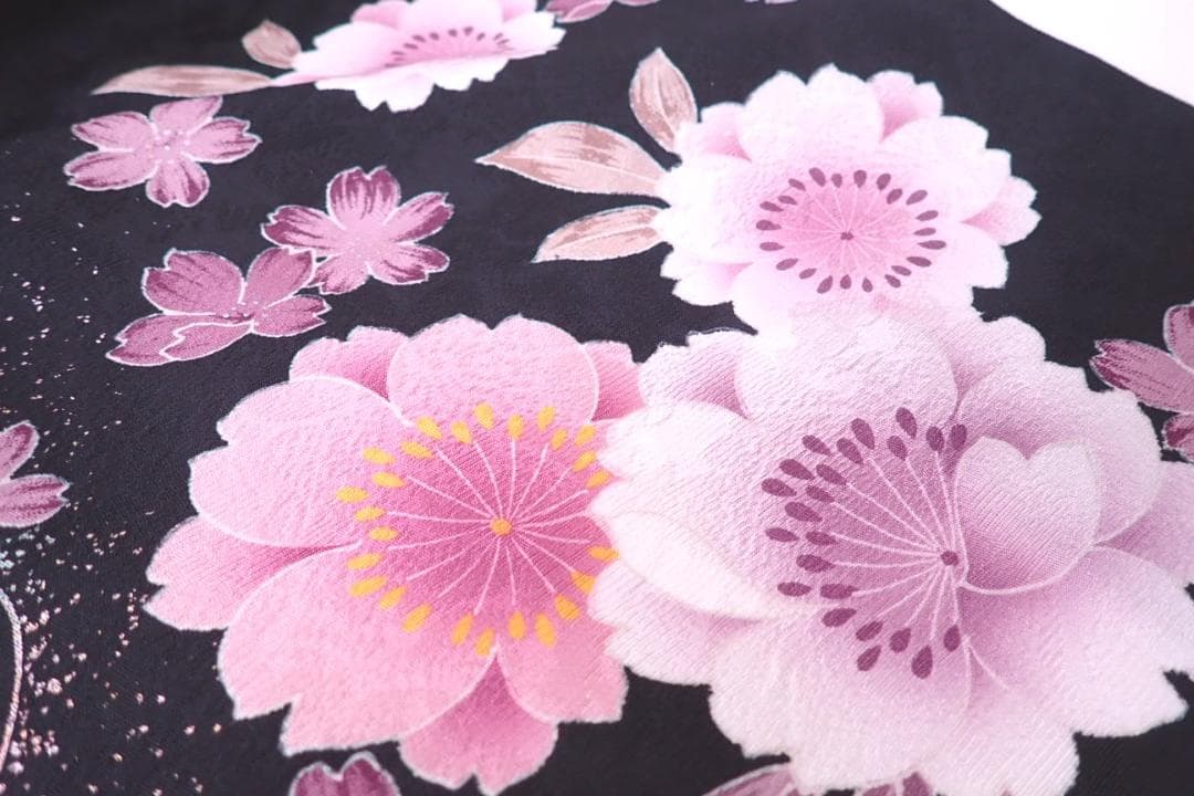Ai　極美品 正絹 振袖 袋帯 2点セット 桜に牡丹 透き通るような繊細さ