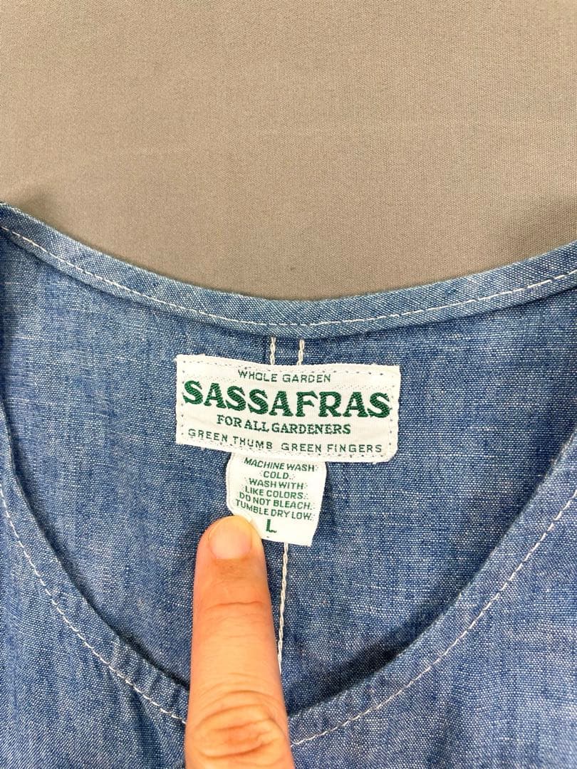 SASSAFRAS プラントハンターベスト Lサイズ ブルー
