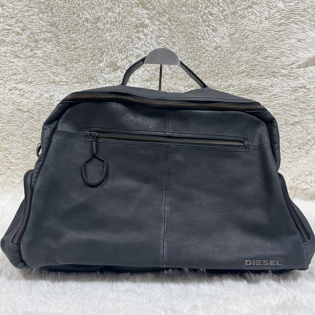m*-DIESEL ボストンバッグ 2WAY レザー 牛革 内側ストライプ