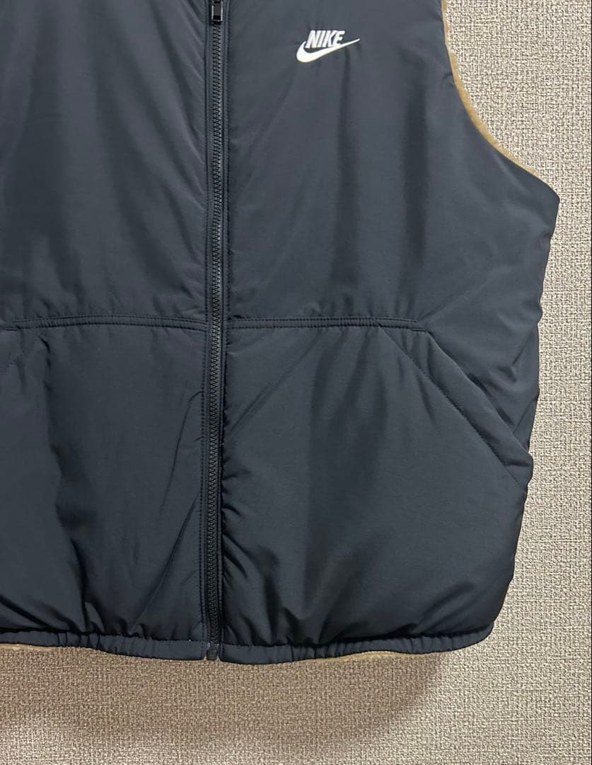 XL ナイキ リバーシブル ボア ベスト フリース ベージュ 黒