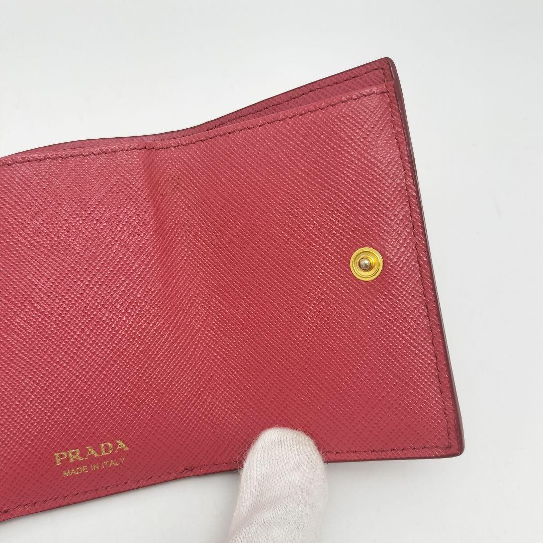 極美品✨プラダ　三つ折り財布　レザー　ピンク　PEONIA