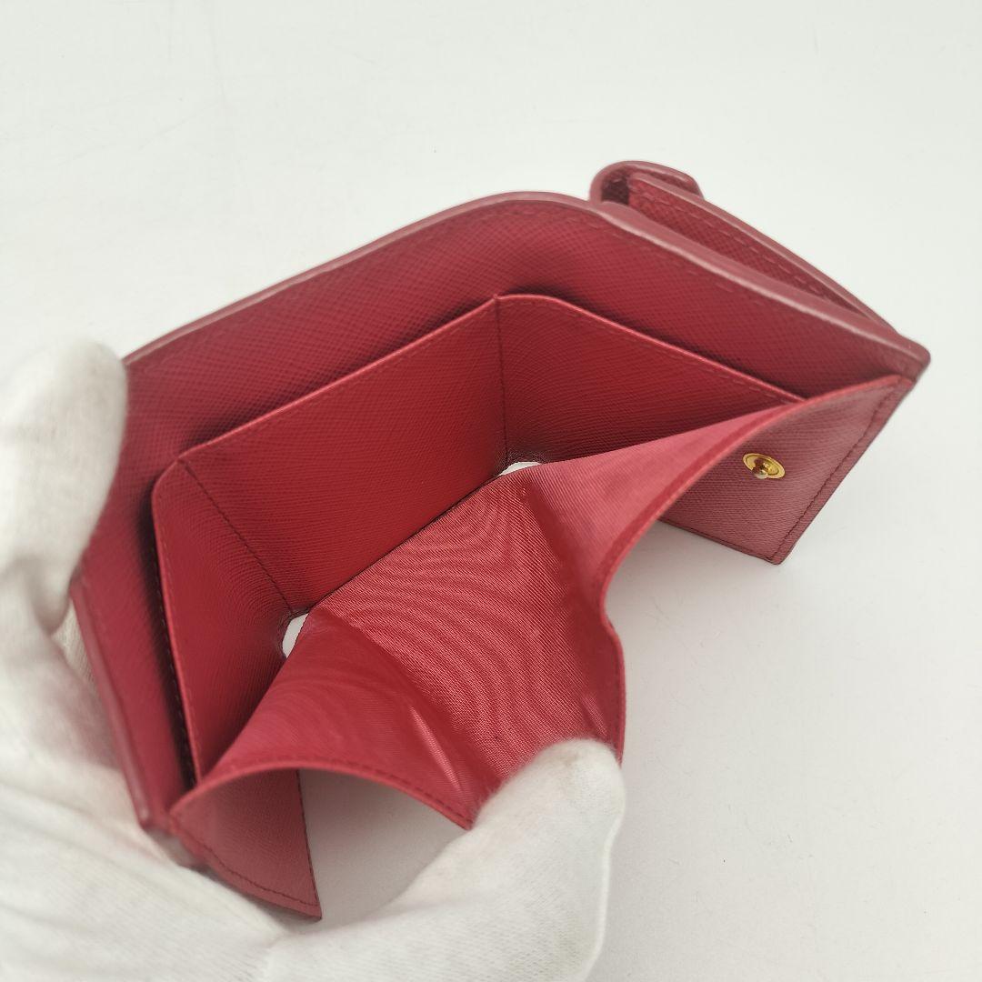 極美品✨プラダ　三つ折り財布　レザー　ピンク　PEONIA