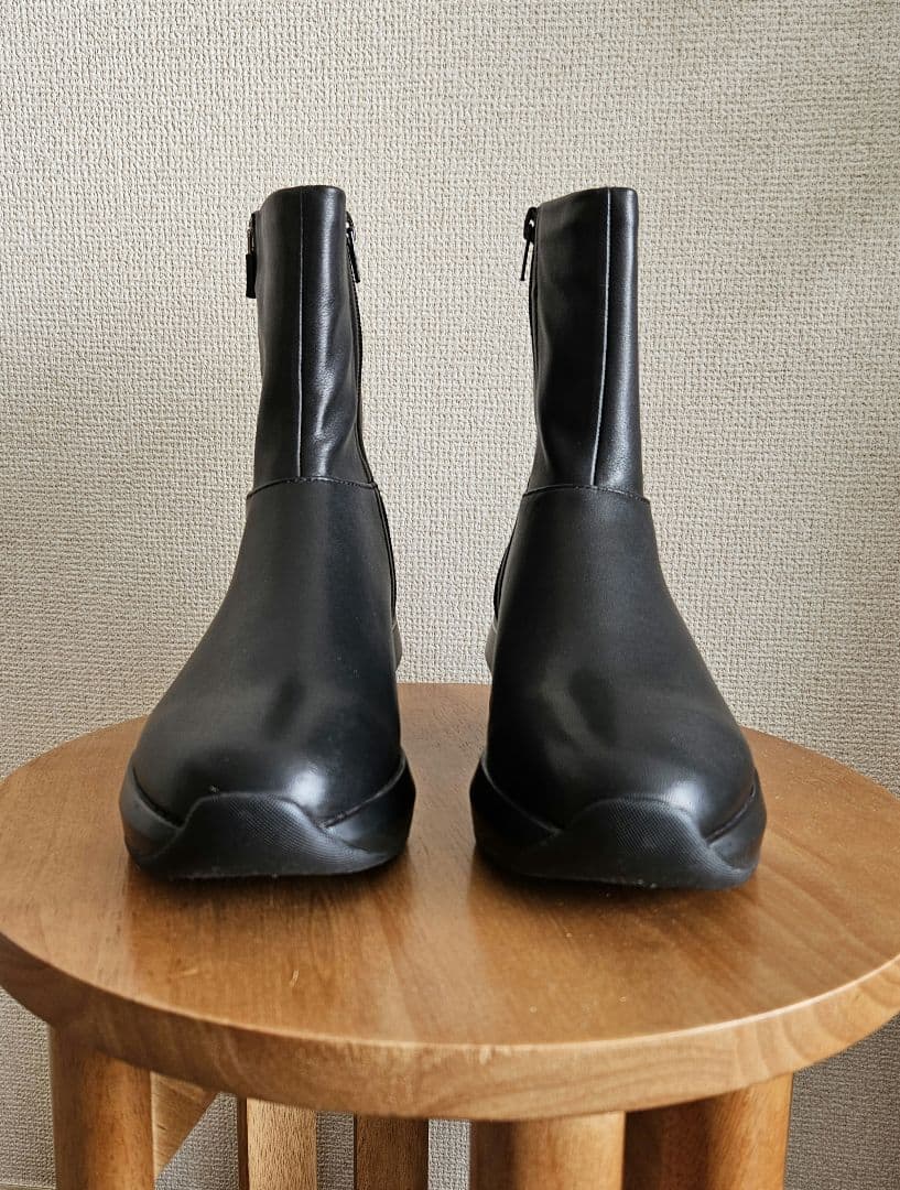 ANYO(あしながおじさん)撥水厚底スニーカーブーツブラック 24.5cm牛革