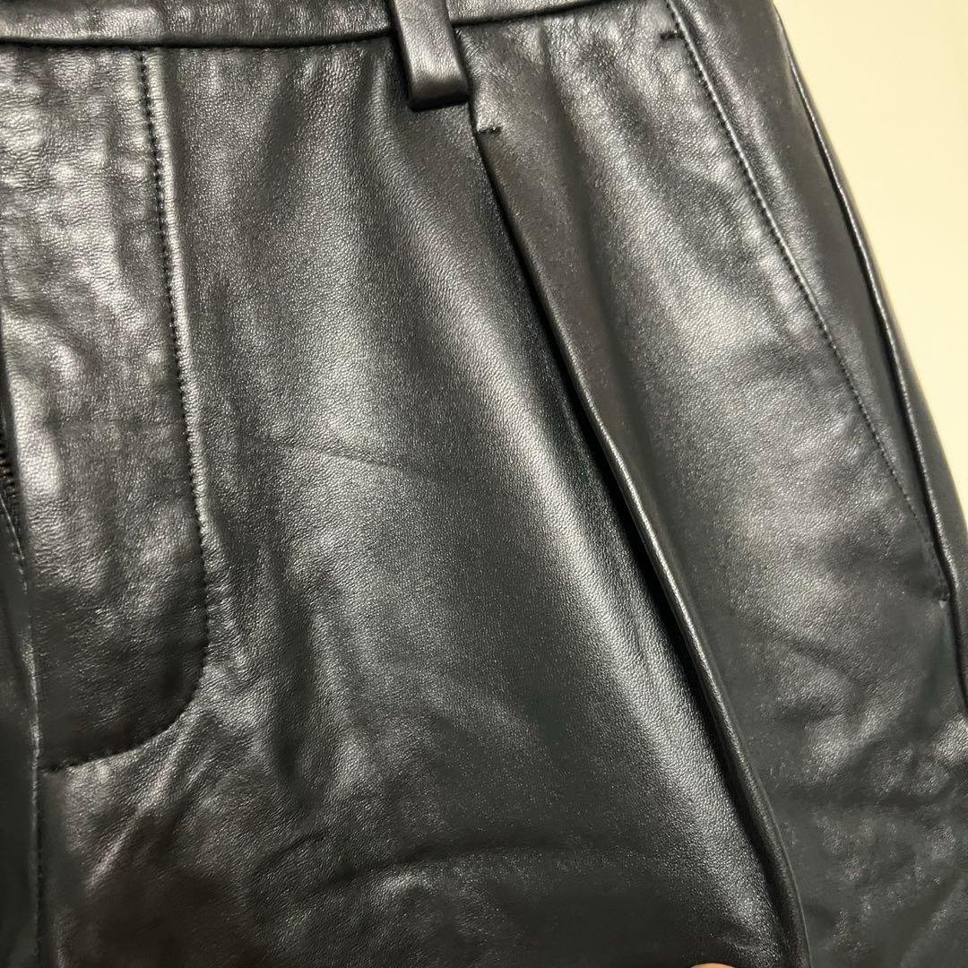 ZARA リアルレザー　タックワイドレザーパンツ　サイズ42