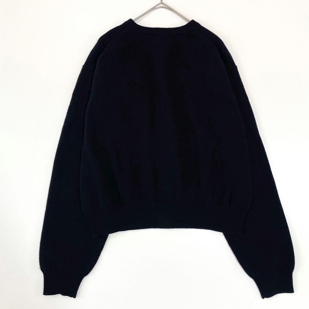 美品♡ ダントン ラムウール クルーネックニットカーディガン ブラック 36