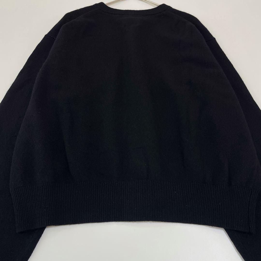 美品♡ ダントン ラムウール クルーネックニットカーディガン ブラック 36