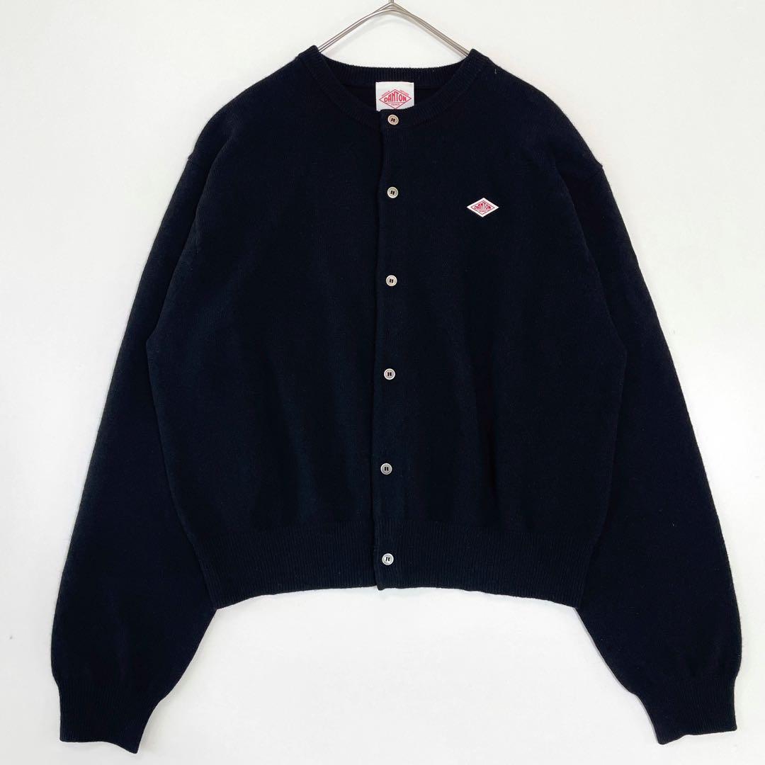 美品♡ ダントン ラムウール クルーネックニットカーディガン ブラック 36