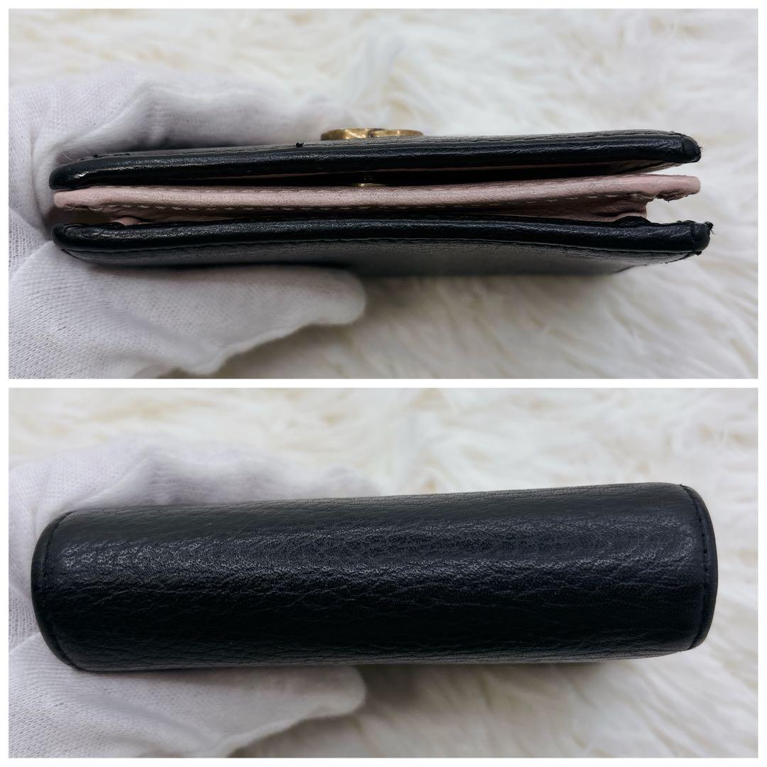 GUCCI♡折り財布 GGマーモント リボン ラインストーン バイカラー 花柄