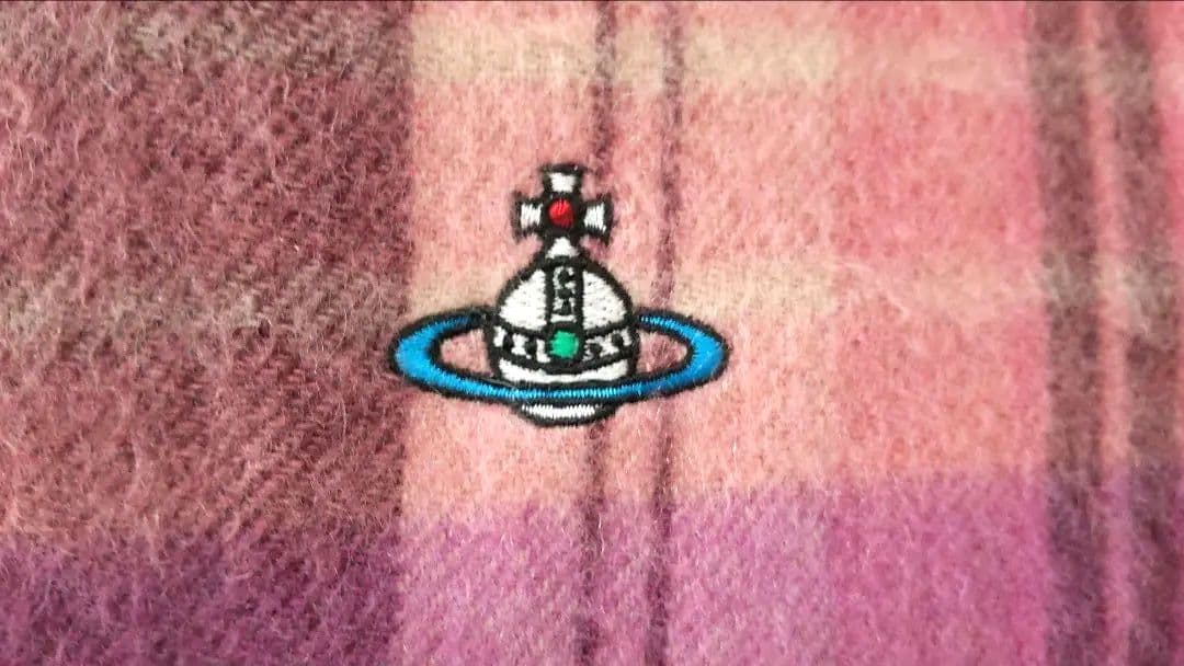 ヴィヴィアンウエストウッド⿻ カシミヤ100%洗えるマフラー カラーオーブ刺繍