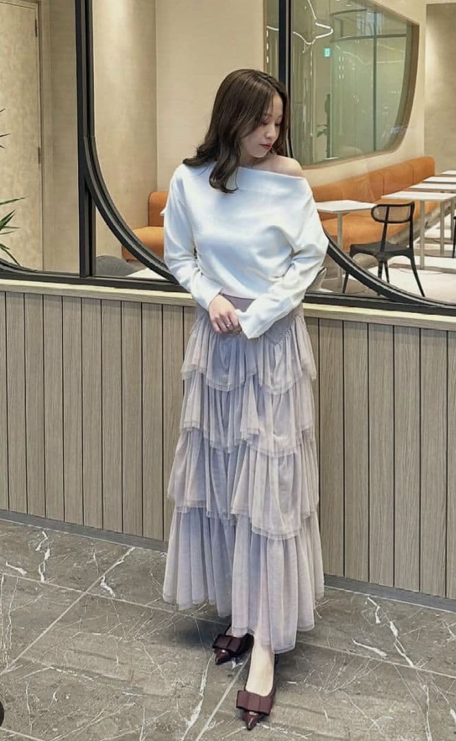 実物写真あり 限定カラー ココディール ジグザグティアードチュールスカート