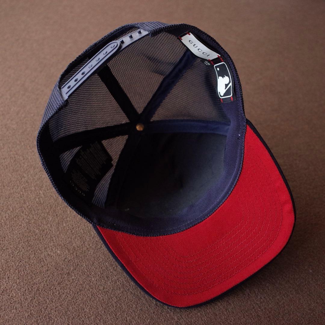 GUCCI グッチ × ニューヨークヤンキース フラワー メッシュキャップ 紺白