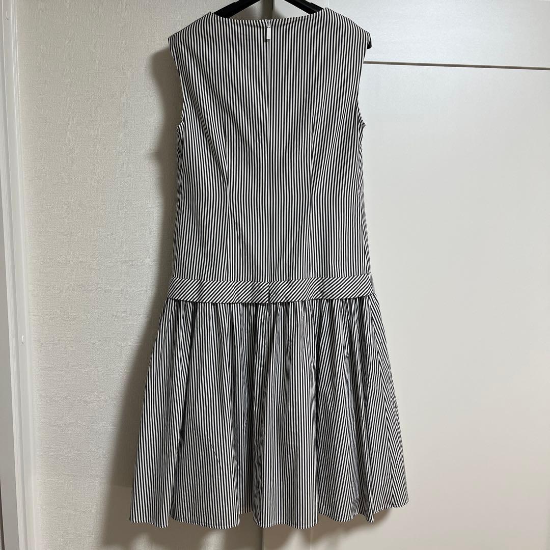 ルネ rene 36 ストライプ　花　ビーズ刺繍　ワンピース