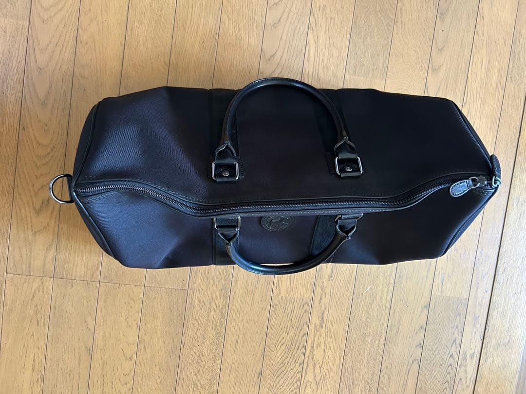 【美品】ハンティングワールド ボストンバッグ 大容量　本革レザー　キャンバス　黒