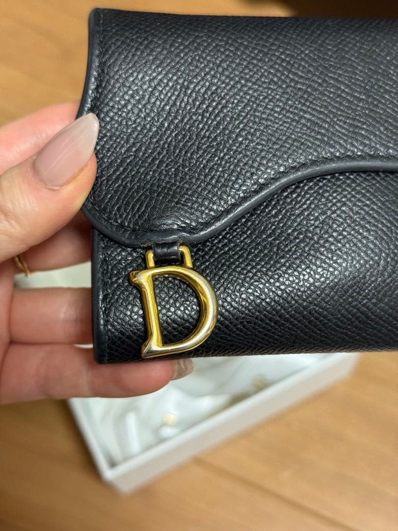 最終値下げ　Dior ミニ財布　2つ折り財布　ロータスウォレット サドル 黒色