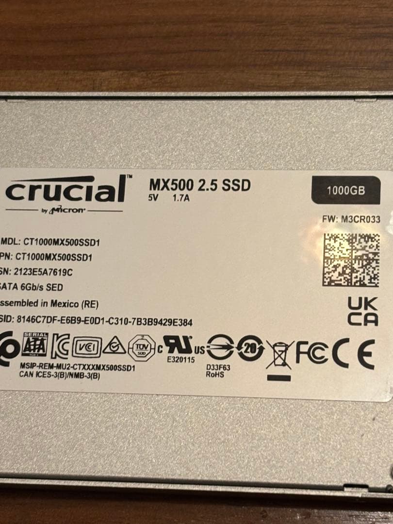 内蔵型SSD Crucial MX500 SSD 1TB