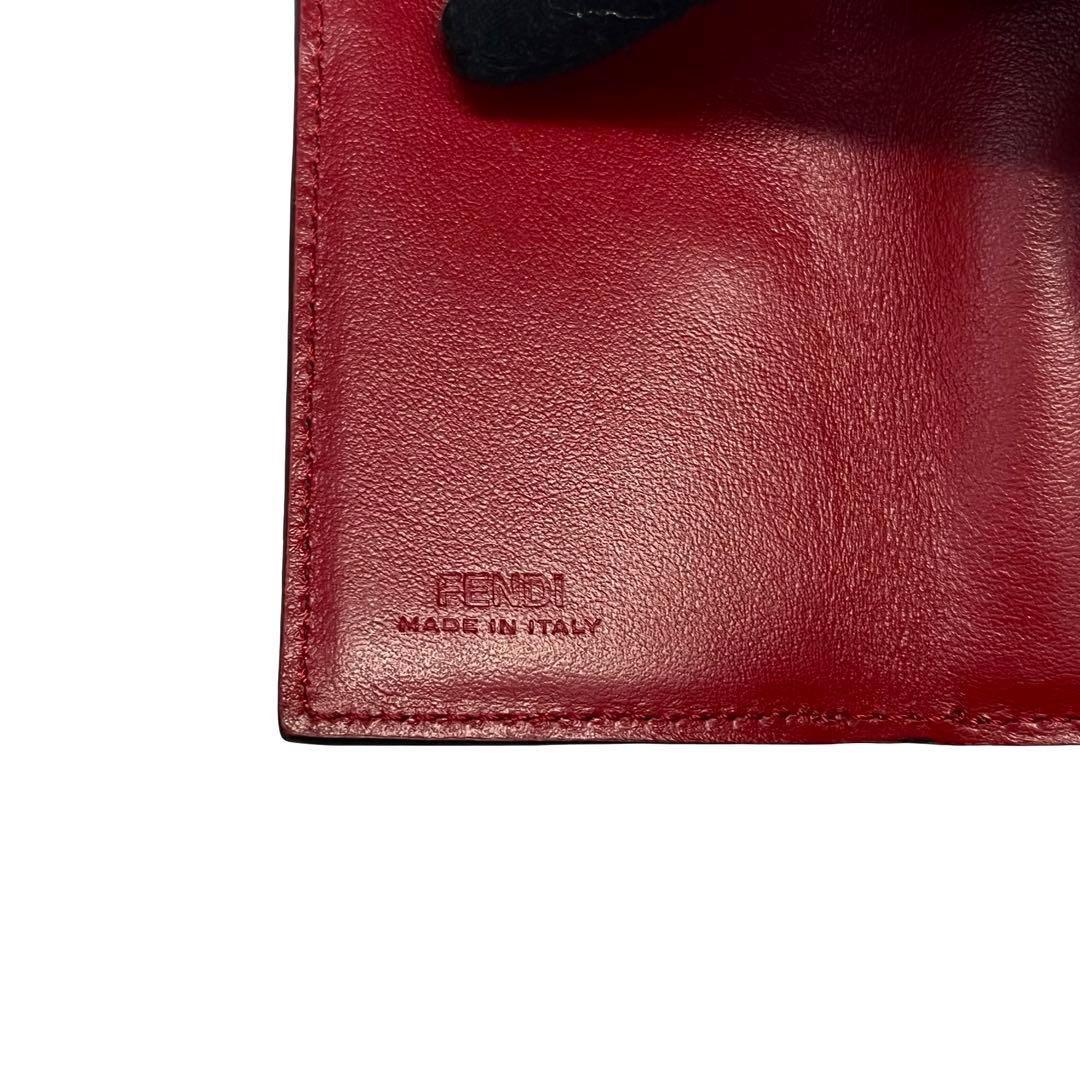 希少✨フェンディ 三つ折り財布 エフイズ FFロゴ 金具 レザー レッド