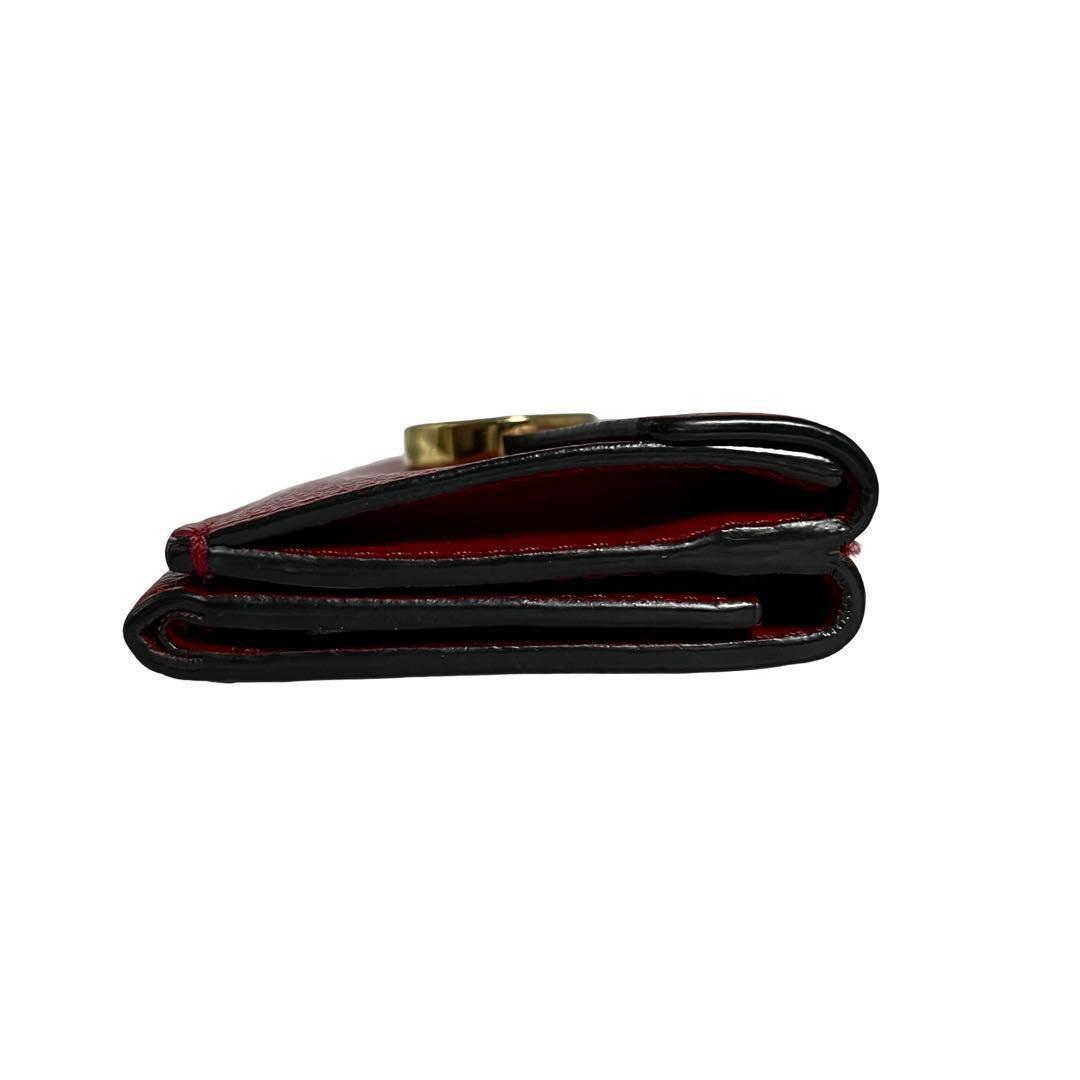 希少✨フェンディ 三つ折り財布 エフイズ FFロゴ 金具 レザー レッド