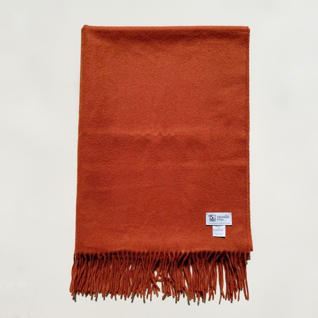 美品　ジョンストンズ　大判　ストール　マフラー　カシミヤ　オレンジ
