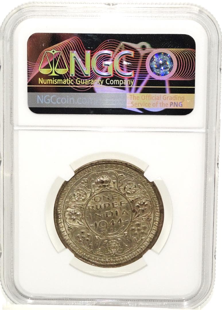 イギリス　インド　ルピー 銀貨　ジョージ6世 NGC社  古銭 シルバー