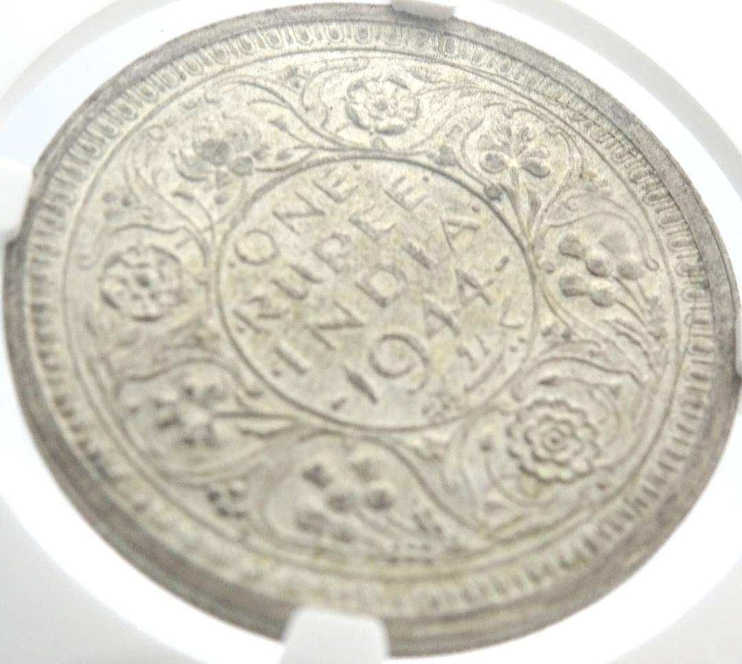 イギリス　インド　ルピー 銀貨　ジョージ6世 NGC社  古銭 シルバー