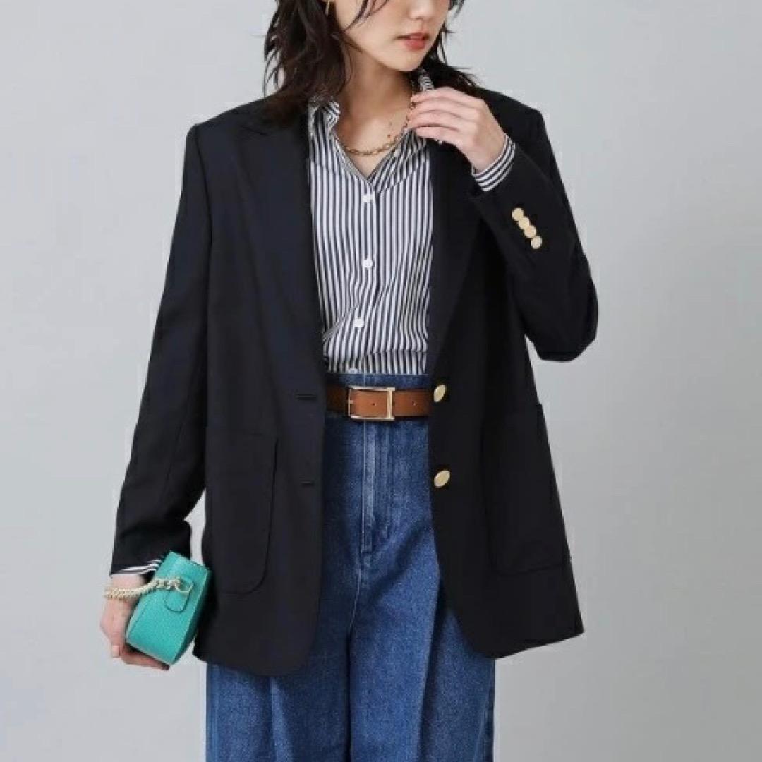 美品 UNTITLED 24SS マナードベーシックジャケット 2 ブレザー 紺