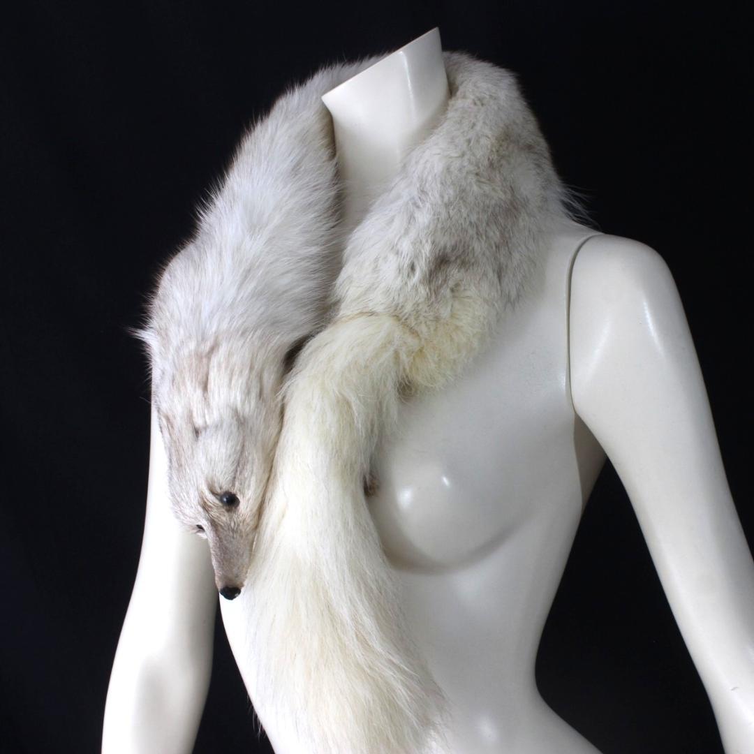 S66【美品】リアルフォックスファー 襟巻き／頭＆後ろ足付きモデル ショール