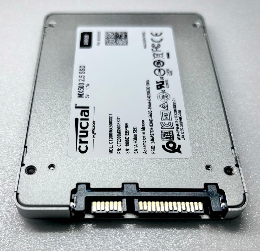 【2/14削除】2TB crucial CT2000MX500SSD1 健99%