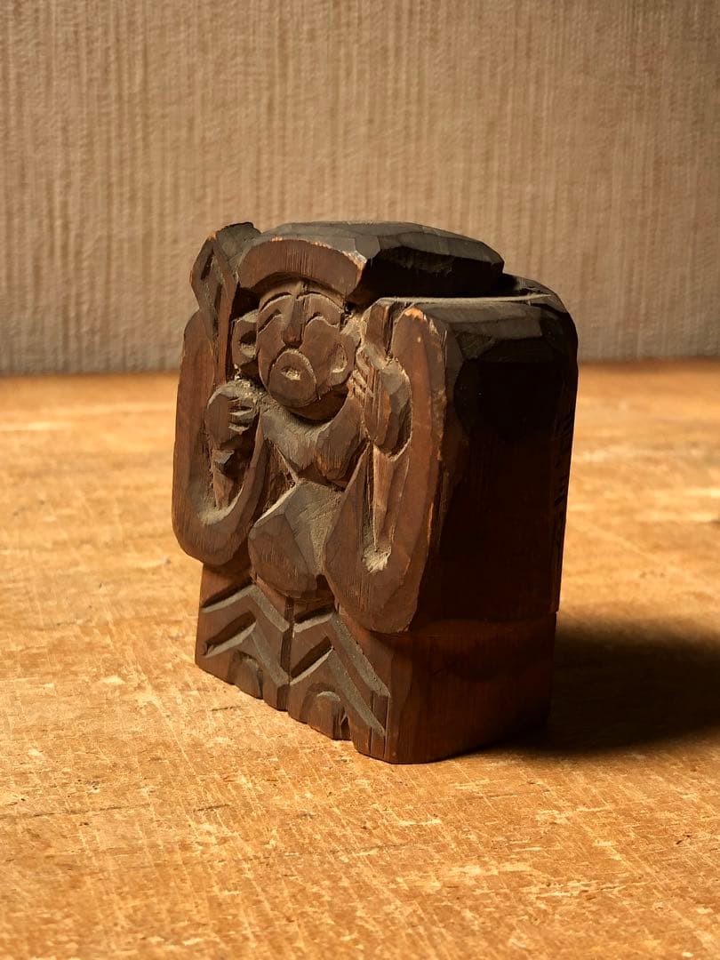 民衆仏　大黒天　明治23年？寅年作　木彫　神像　仏像　家の神　古民藝