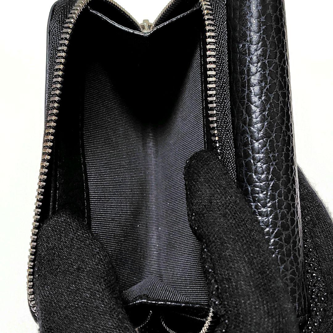 【美品・箱付き】　アニエスベー　折り財布　黒　シボ革　金具ロゴ　シンプル