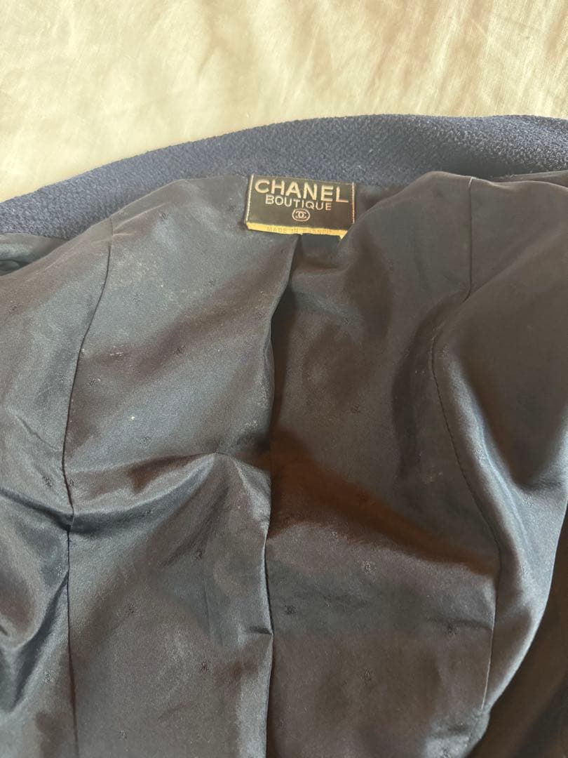 メル　CHANEL ツイード　ジャケット　ネイビー