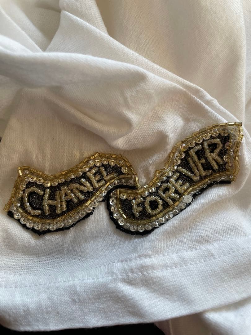 CHANEL Tシャツ FOREVER サイズ38 スパンコールワッペン