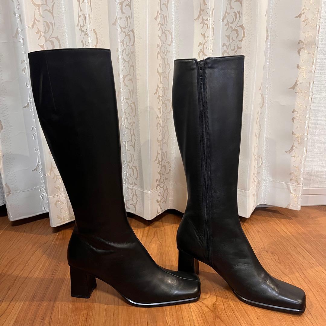 美品✨️DIANA ダイアナ 24cm ブラック　レザー　ロングブーツ 本革