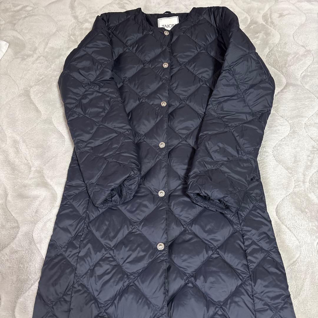 TAION　CITY CREW NECK DOWN COAT ネイビー