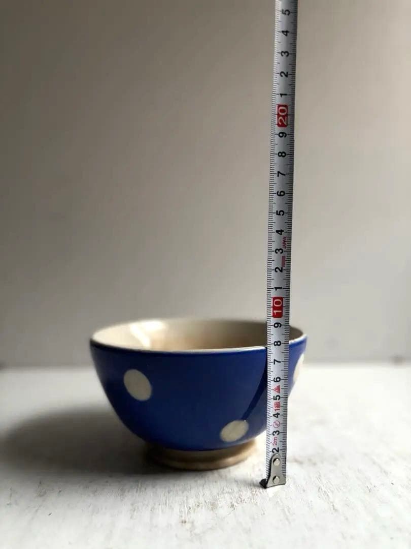 652 フランス 南仏 蚤の市購入 水玉のカフェオレボウル アンティーク 大振り