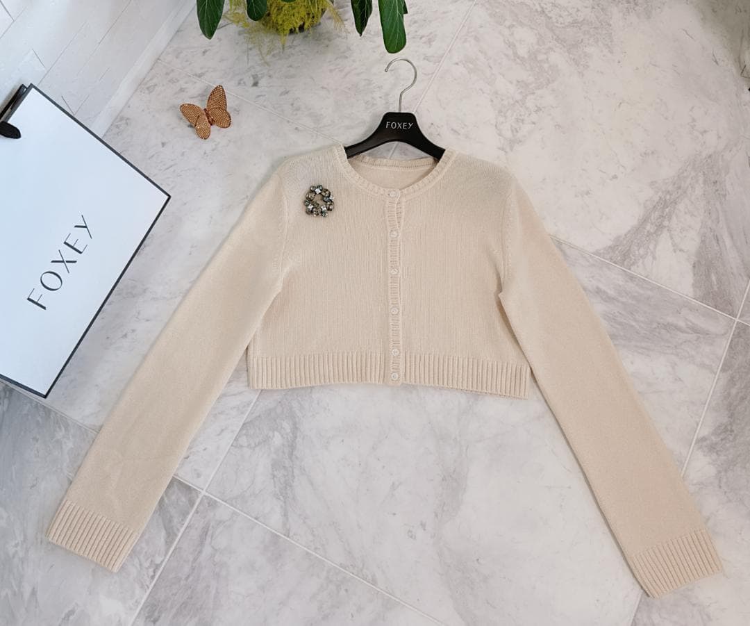 極美品★FOXEY/フォクシー カーディガン レモネード カシミヤ素材40