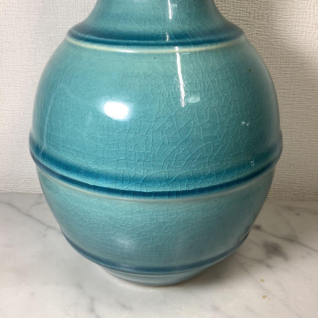 値下げ　青磁　土耳古(トルコ)青釉　花入れ