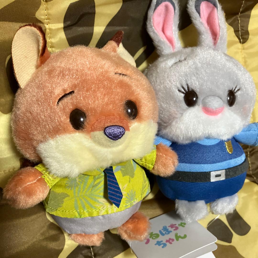 ディズニー　ズートピア ２個　うるぽちゃちゃん ぬいぐるみ　ジュディ&ニック