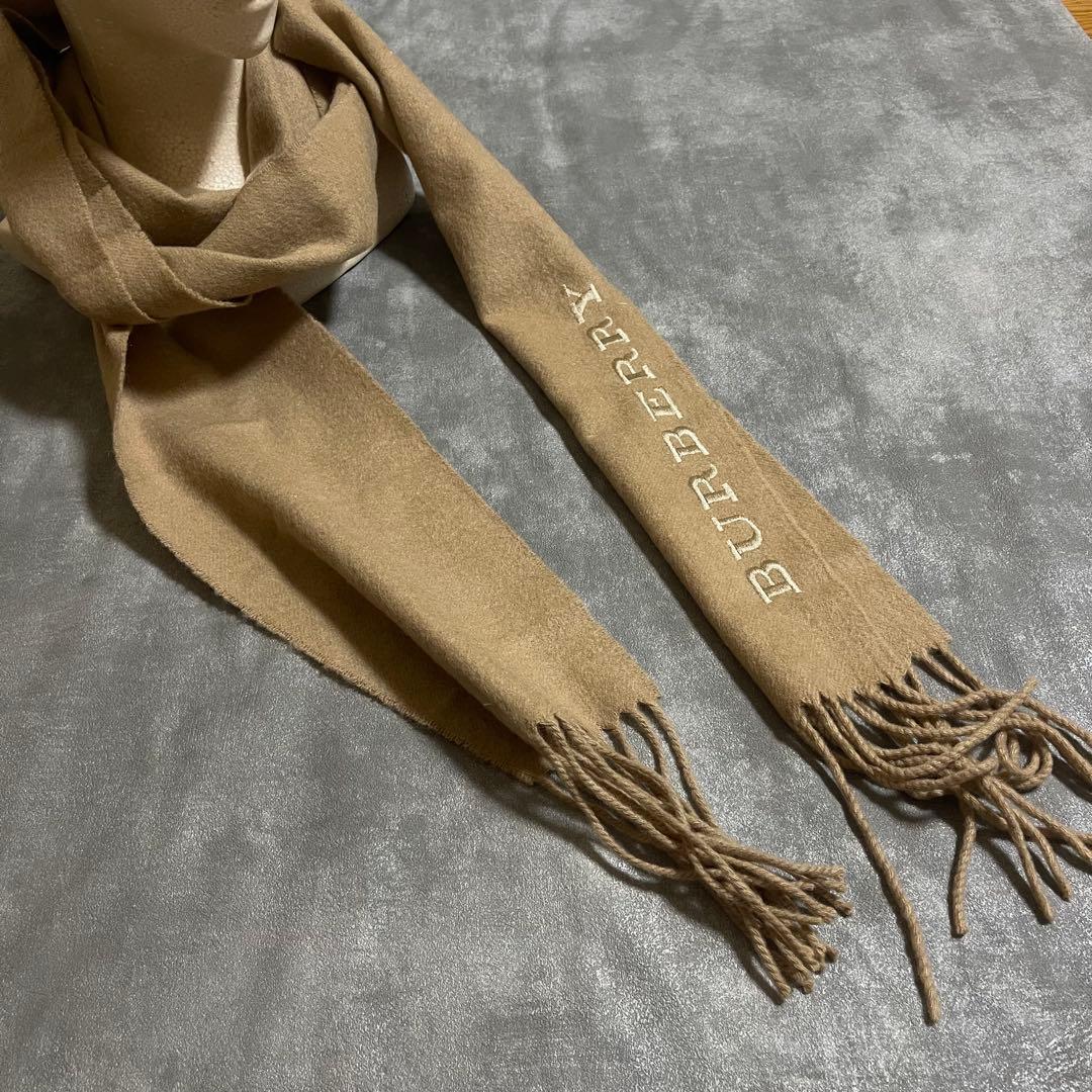 美品 BURBERRY バーバリー マフラー カシミヤ フリンジ ユニセックス
