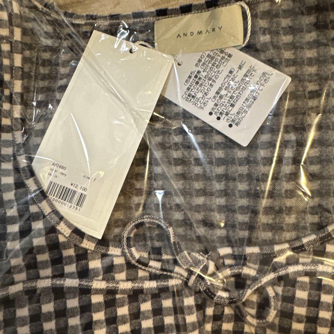 トップス andmary Ava gingham check tops NAVY