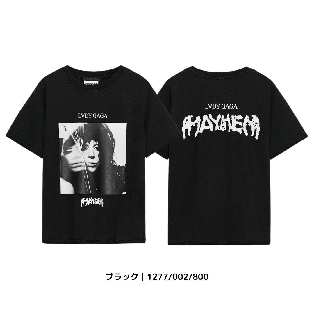 【ZARA】日本完売 ●#LADY GAGA ウォッシュド Tシャツ ブラック