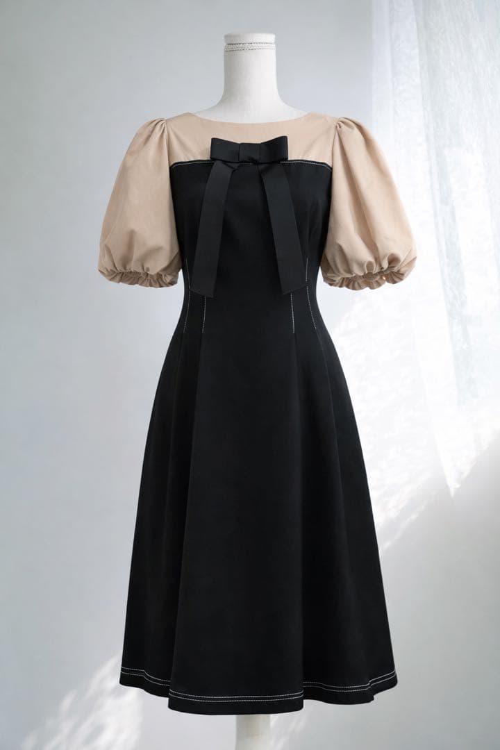 美品 M’S GRACY インスタ掲載 バイカラー ワンピース38 上品 フレア