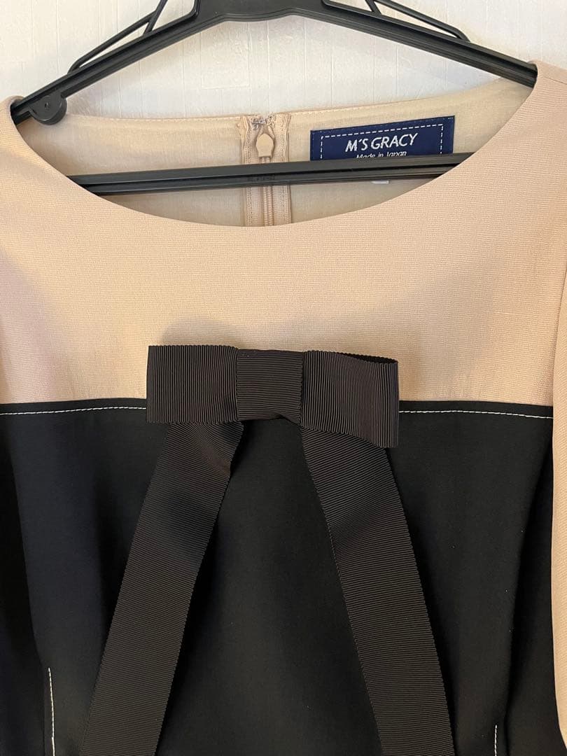 美品 M’S GRACY インスタ掲載 バイカラー ワンピース38 上品 フレア