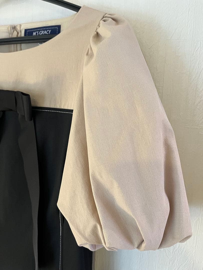 美品 M’S GRACY インスタ掲載 バイカラー ワンピース38 上品 フレア