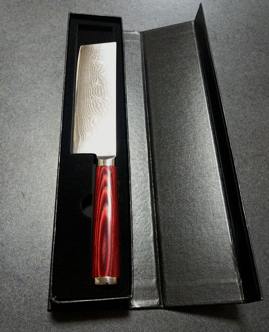 専用です。 ダマスカス鋼 菜切り、 肉切り包丁 赤いハンドル 新品未使用品