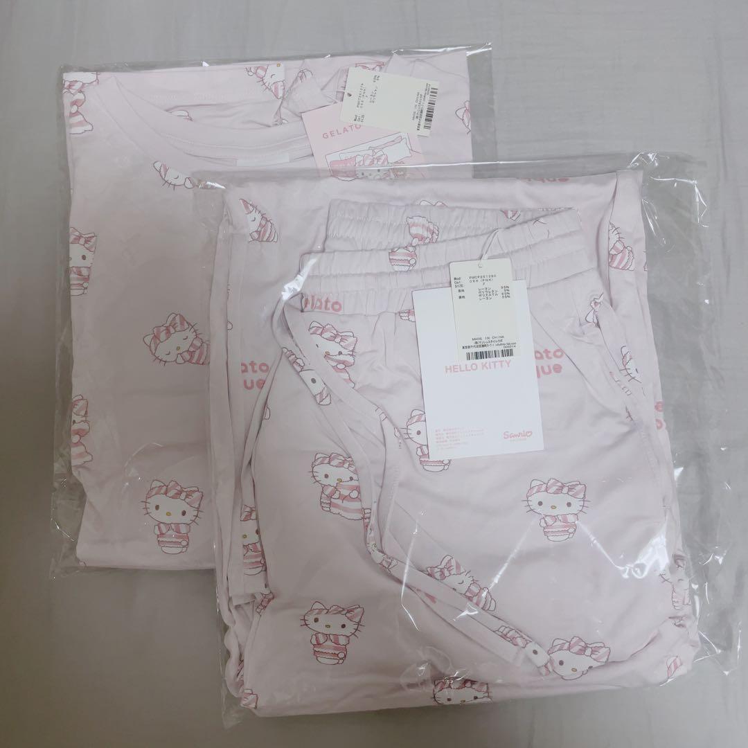 サンリオハウス ジェラピケ 総柄 ロングTシャツ ロングパンツ セット キティ