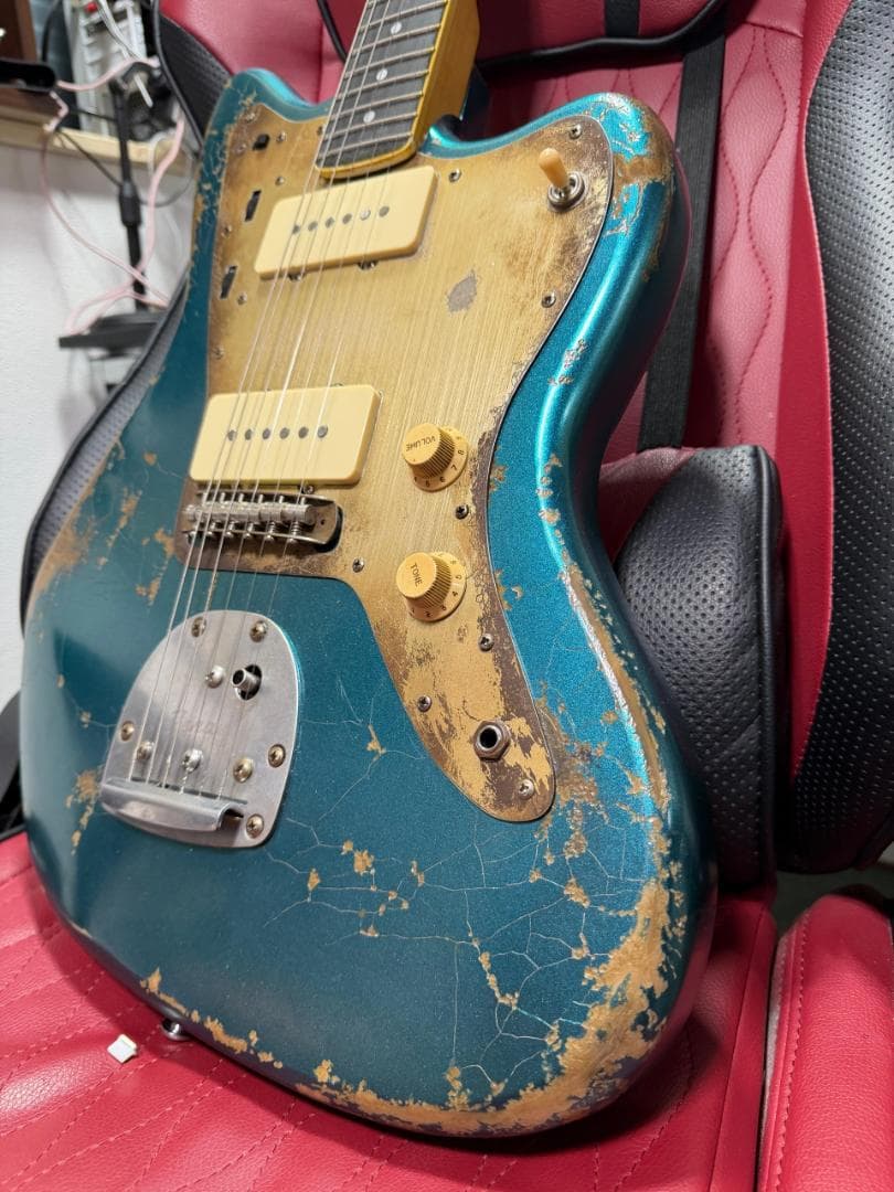 ハードレリック Jazzmasterタイプ Alnico PU 青緑メタリック